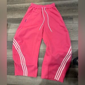 Wooden maker- Woman’s or kids track pants! Wide-barrel leg, with White Stripes